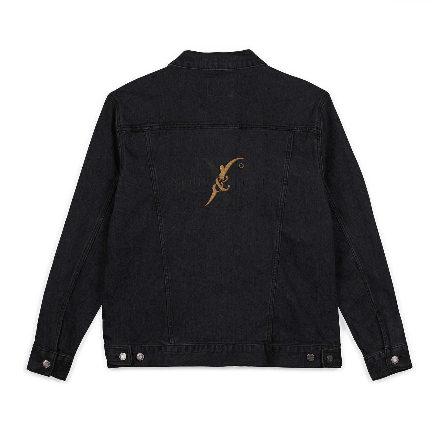 Stylish Embroidered Unisex Denim Noir & Luxe brand Jacket, Casual Outerwear, Everyday Style, Gift for her and him, Fashionable Layer