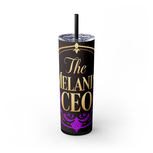 Stylish Skinny Tumbler, The Melanin CEO, 20oz Drinkware, Personalized Gift for Her, Black Girl Magic, Motivational Water Bottle